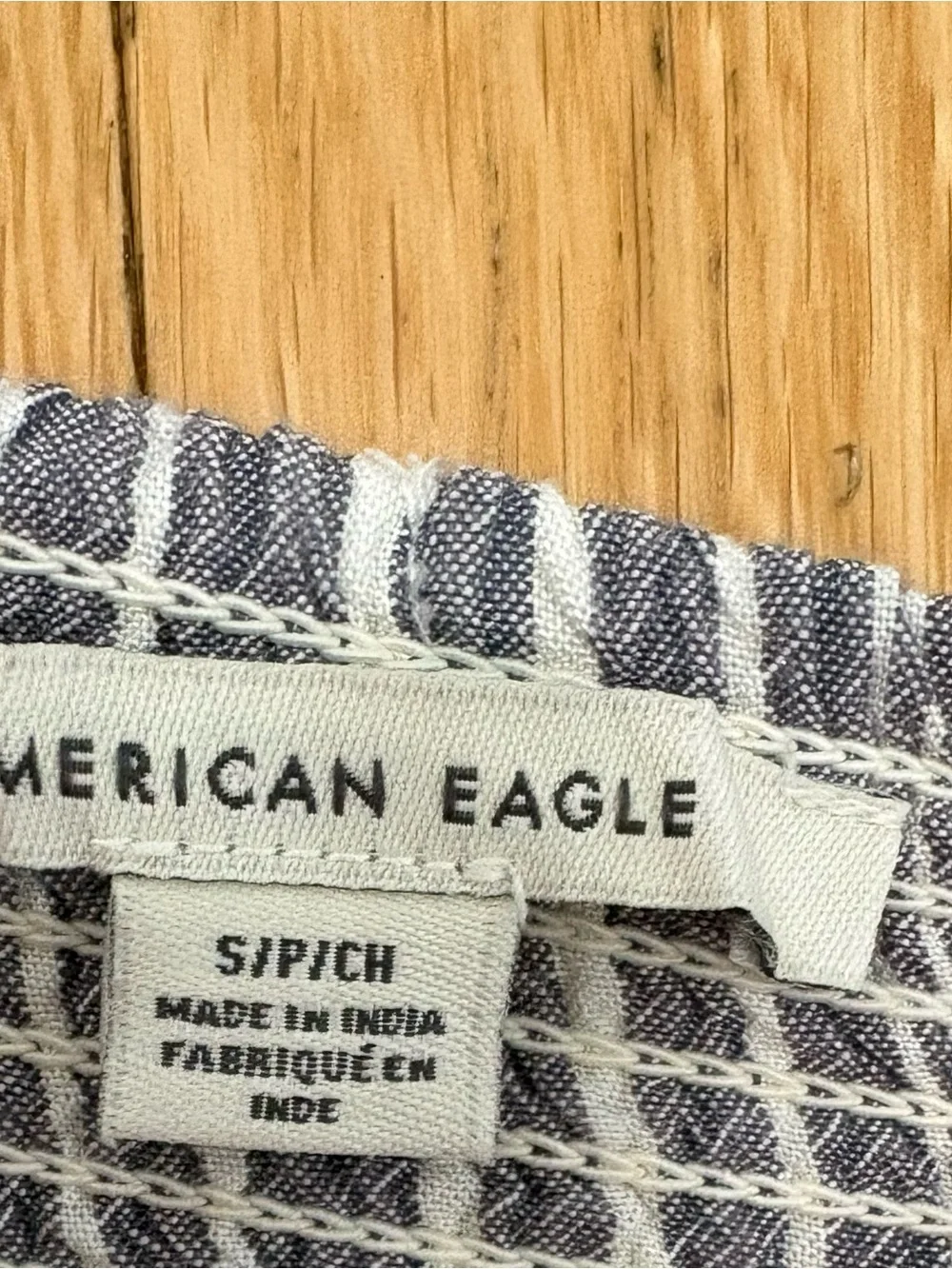American Eagle Striped Smocked Dolphin Shorts Blue White Coastal Linen Look S